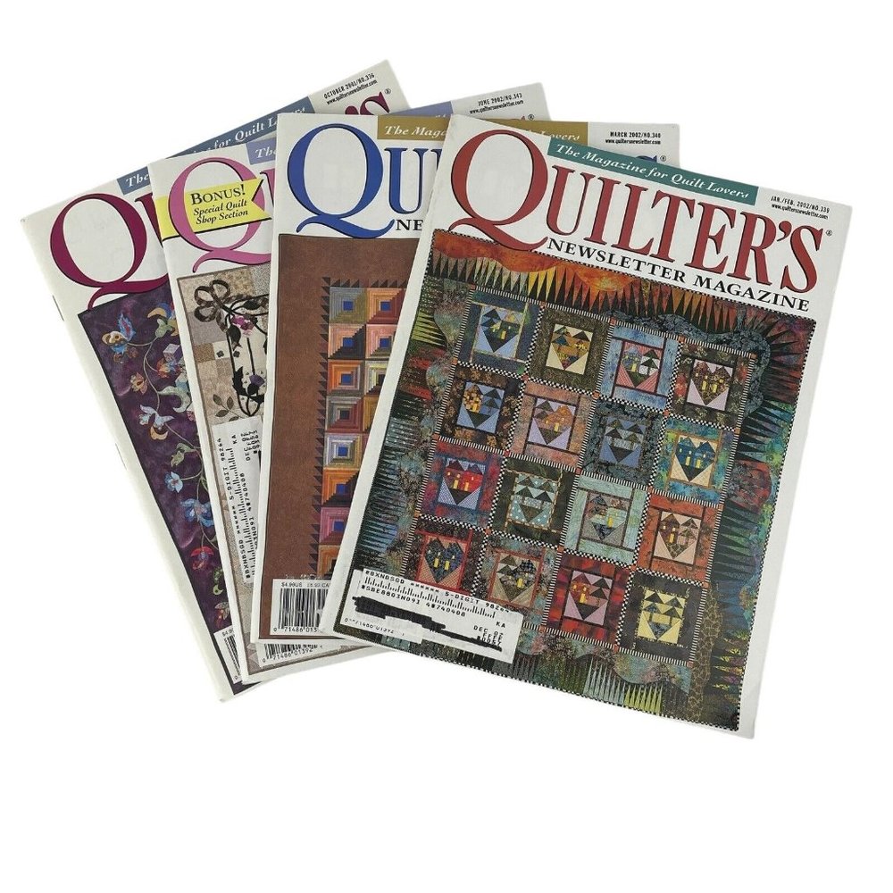 Quilter's Newsletter Magazine Vintage 2001-2002  Lot‎ of 4